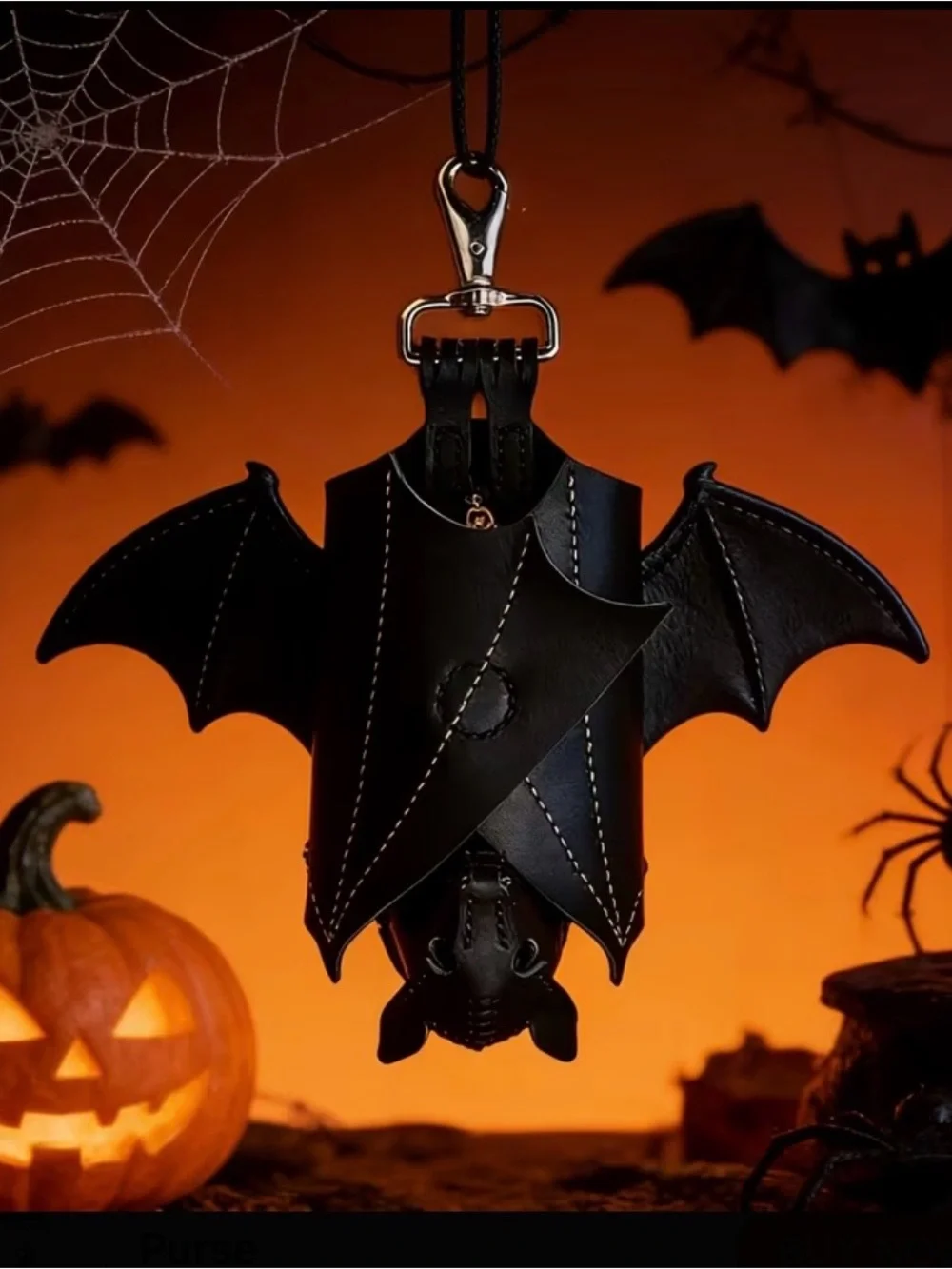 🆕 Vegan Leather - Spooky - Bat Wing - Coin - Belt Pouch - Keychain - Bag Charm